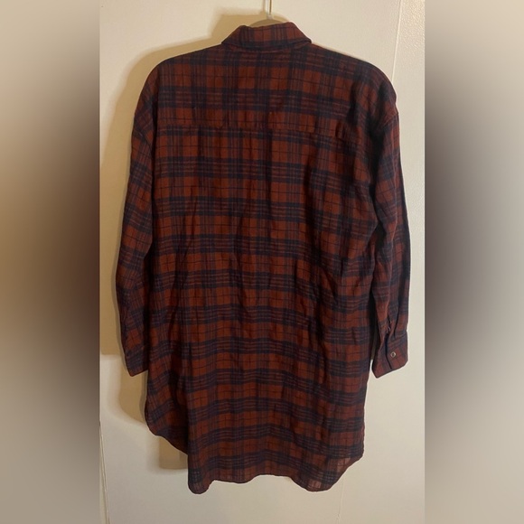 Women’s Hem & Thread Zip Front Lightweight Long Plaid Top, Small - Picture 2 of 7